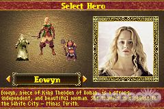 You'll experience different events and levels depending on the character you choose. The lovely Eowyn is one of six characters initially available.