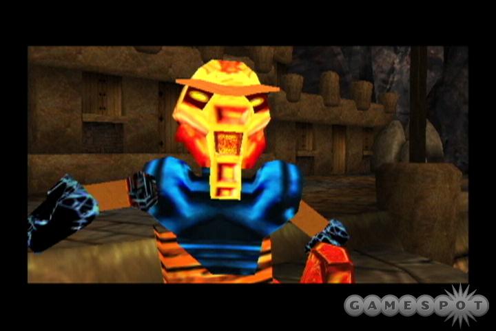 Bionicle is hell-bent on showing the action from the worst possible camera angles. How are you supposed to jump to the next forward platform from this point of view, let alone dodge shots from the Lego scorpion?