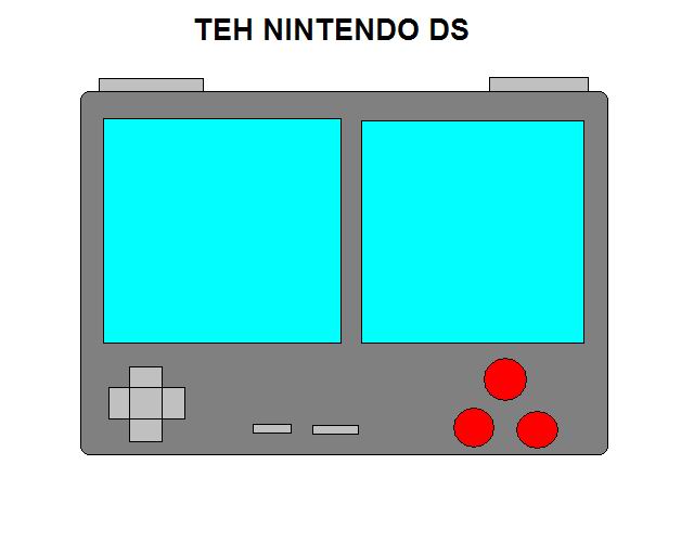 One of the early concept designs for the Nintendo DS. Note the left screen is slightly larger than the right, for reasons unknown.