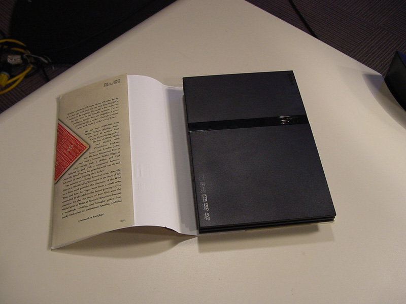 …that it slides neatly into a book's dust jacket.