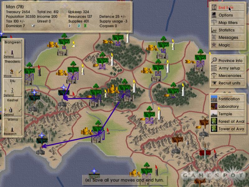 While plotting all of your strategic movements, Dominions II will often make you feel like a general. Here's an attack on a neighboring province.
