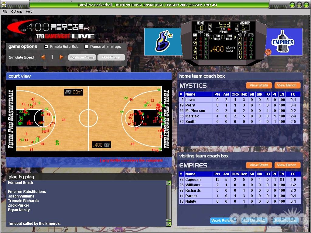 The in-game menu is attractive and informative, and it includes extensive play-by-play commentary and even the ability to complain to the referee.