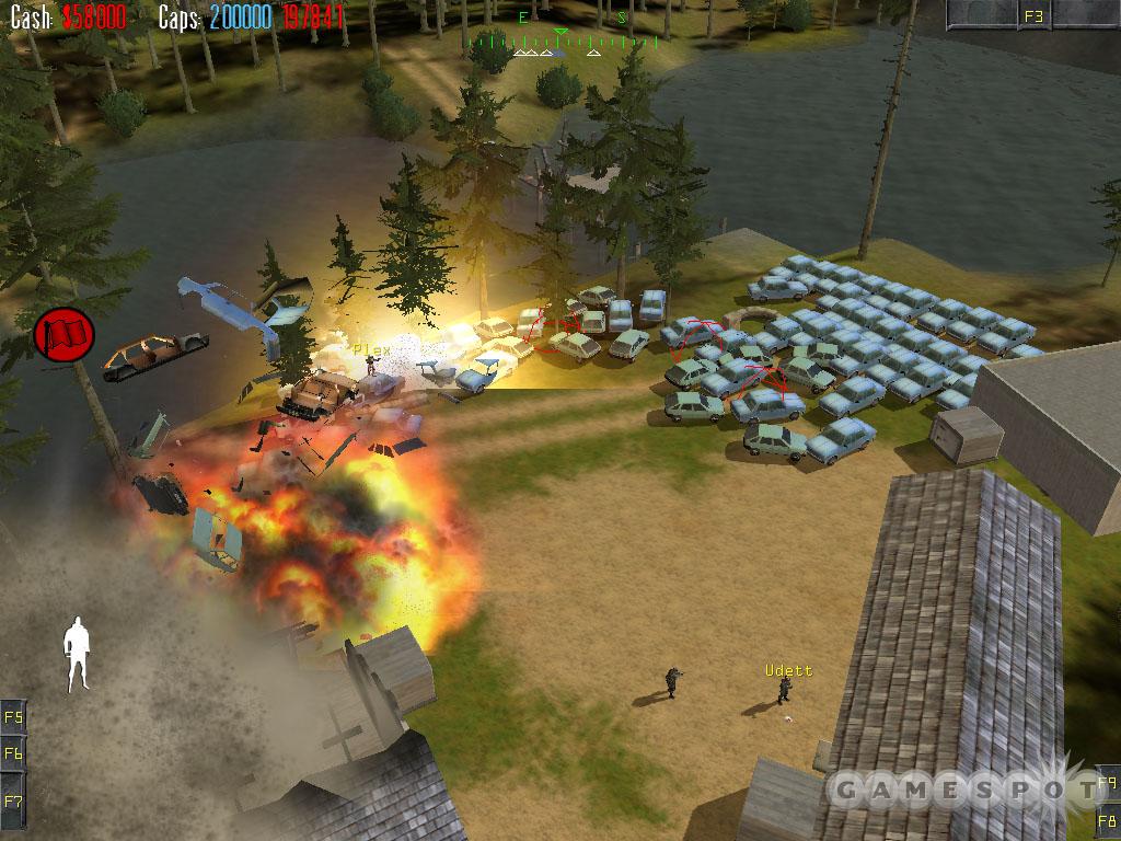 This chain reaction of exploding Ladas demonstrates the game's physics engine.
