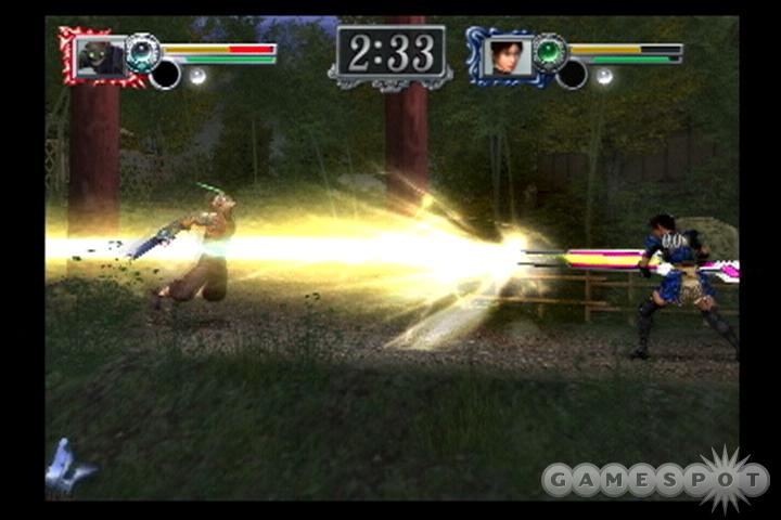The characters of Onimusha gang up on each other in this stripped-down fighting game.