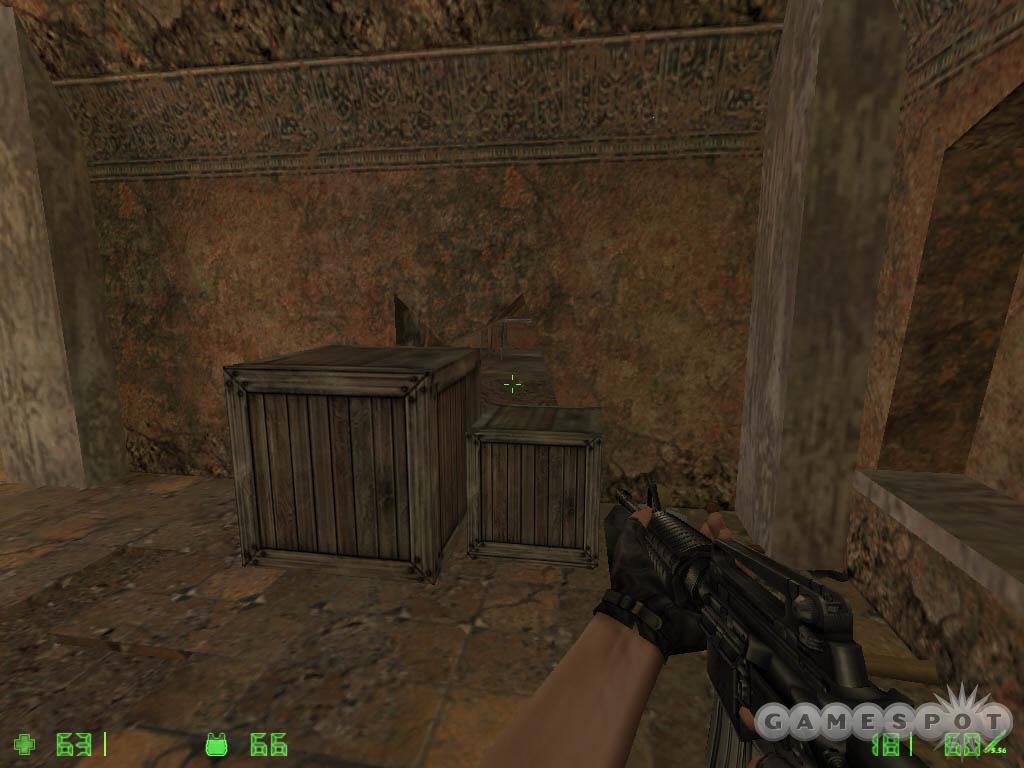 Shoot these crates with your weapon--or use your knife--to expose a new passage.