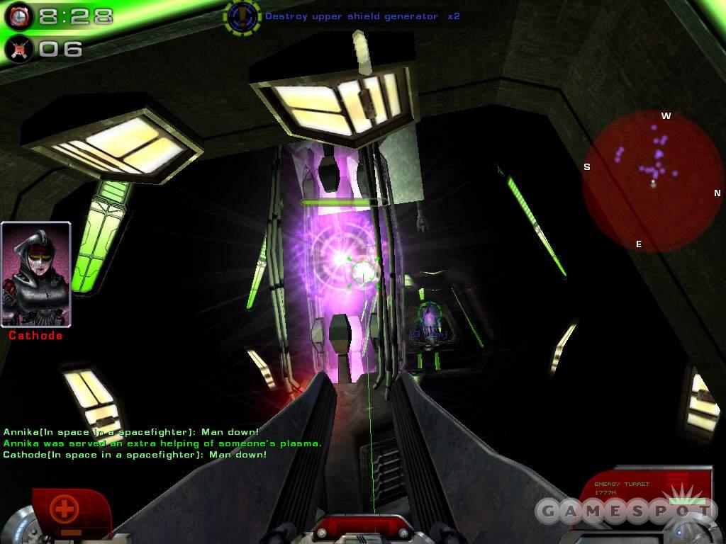 Use lasers and missiles to destroy the mothership’s shield generators.