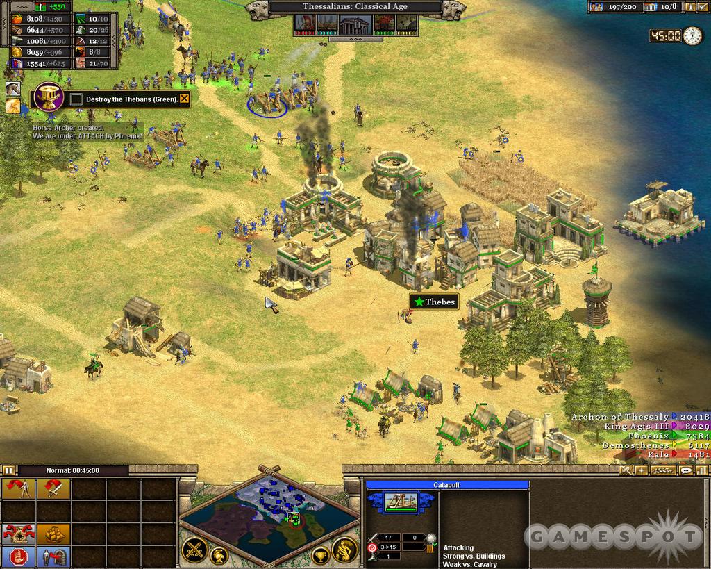 Alexander the Great marches on Thebes. You can raze the city if you take it.