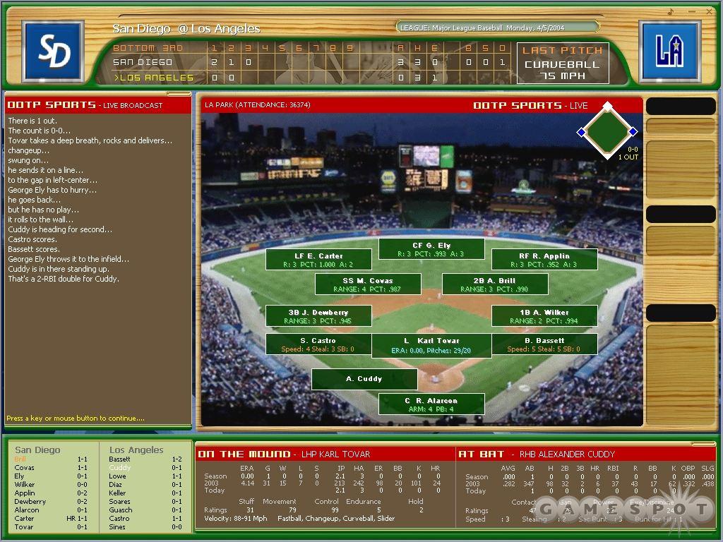 The game-simulation screen has been reworked to display more information. All the stats needed to make managerial decisions are available at a glance.