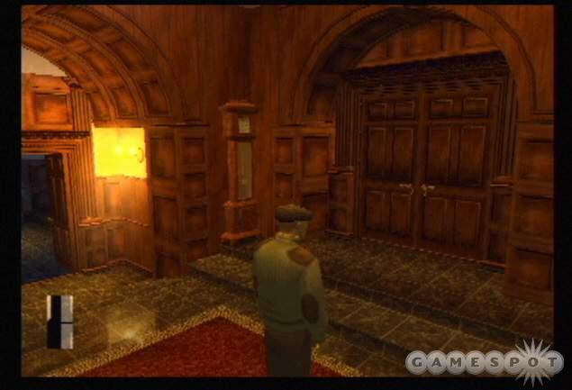 Don’t run through the manor interior. Walk calmly like those other guards.