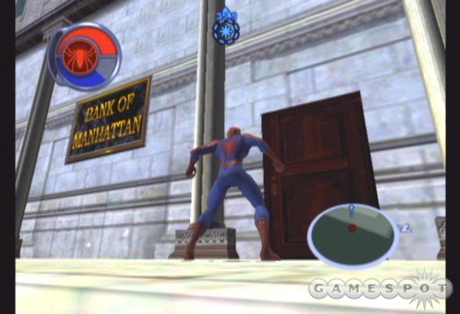 Follow the objective marker to the Bank of Manhattan for your meeting with Aunt May.