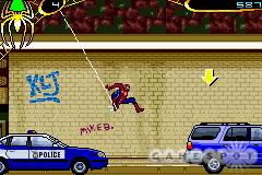 Jumping between moving cars is no problem with Spider-Man's webbing.