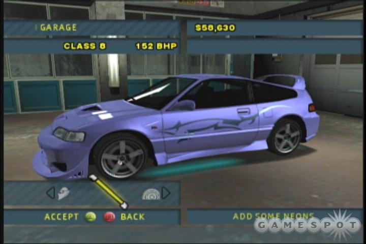 Many of the cars in Juiced are barely recognizable once they're fully customized.