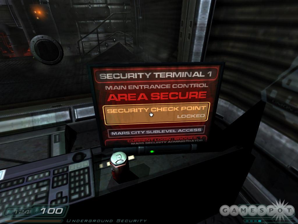 Use the computer console to unlock the security checkpoint.