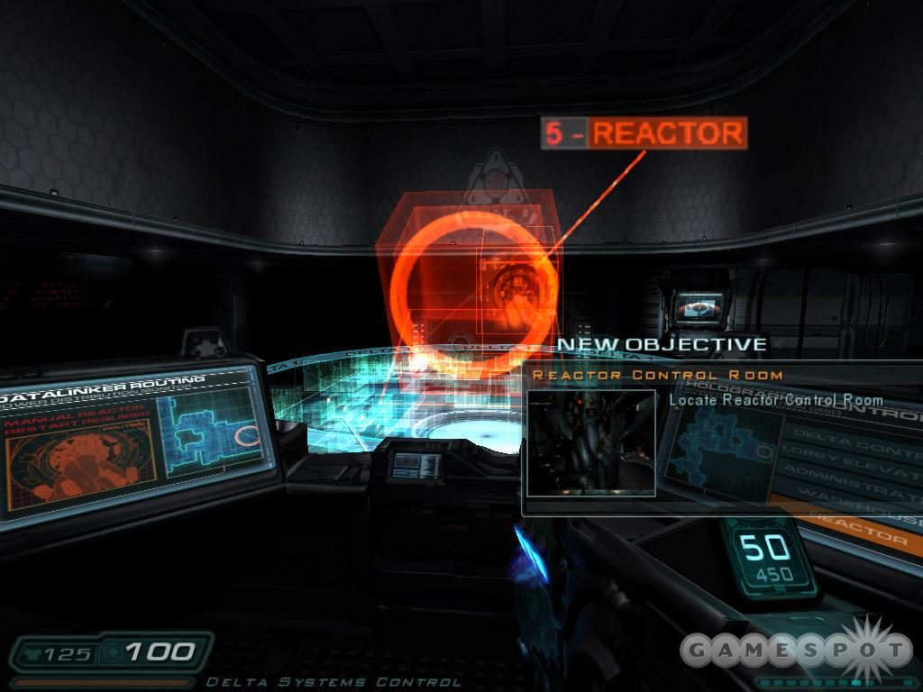 Place the data linker to receive a new objective regarding the reactor control room.