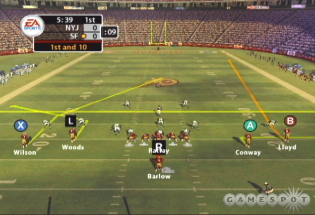 Scan the defense as your offense approaches the line of scrimmage and see how the defense matches up against your called pass play.
