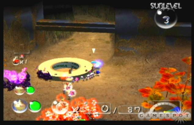 Use the white pikmin to dig up buried treasure such as this roll of tape.