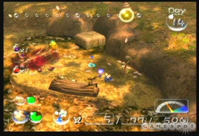 Retrieving the shuttlecock treasure requires the use of several pikmin types as well as solving the platform puzzle.