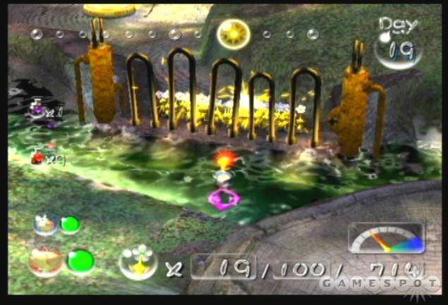 Guide your yellow pikmin to the other side of this electric fence--then destroy it!