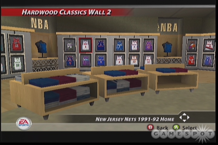 The NBA Store makes an appearance in Live 2005, with unlockable jerseys and other extras.
