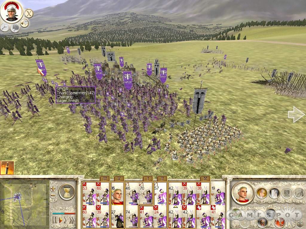 Hold your lines and adjust your unit positions only as the Seleucids enter within attack range. Counter those elephants with your spearmen!