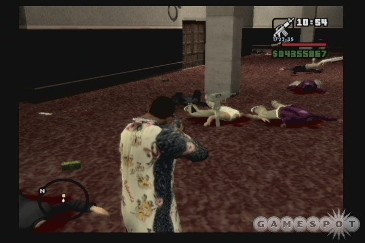 Big Smoke’s Crack Palace becomes quite the abattoir when CJ rolls through.