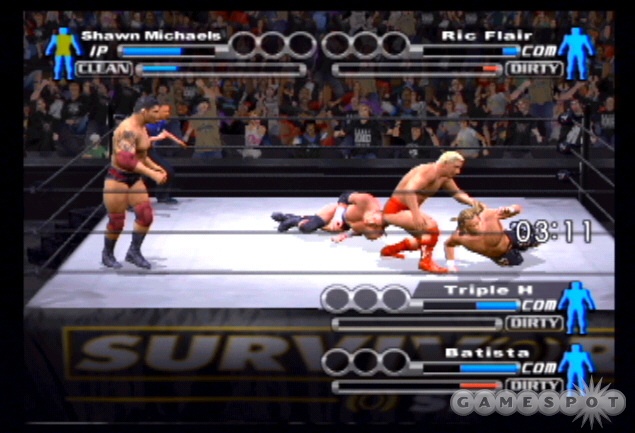 In a handicap match, create some distance between opponents when preparing for a finisher move.