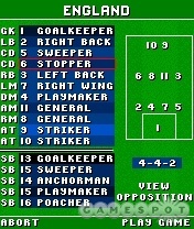Sensible Soccer differentiates its players by position, but not by name.