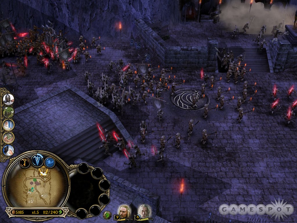 The armies of Isengard swarm Helm's Deep. The siege battles are the highlights of the game.