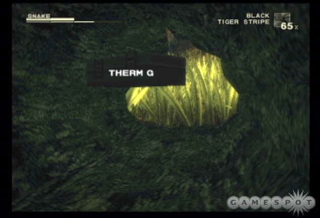 Crawl through the hollow log to find the thermal goggles.