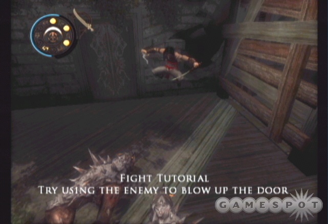 Defeat one of the exploding beasts next to the door to open the passage.