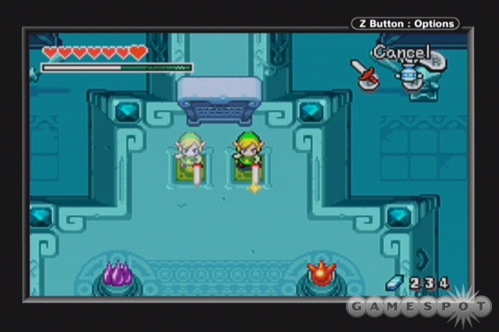 Link’s spooky ability to clone himself will come in handy at the bottom of this room, where you’ll need to depress two switches simultaneously.
