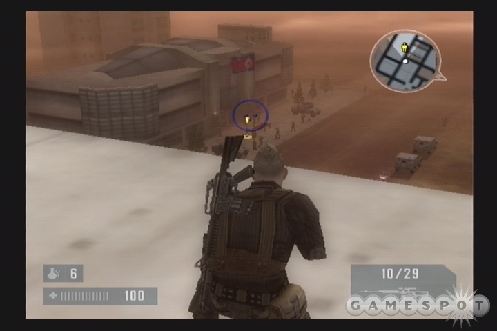 If you have a helicopter, you can also try sniping the targets from well above the proceedings.