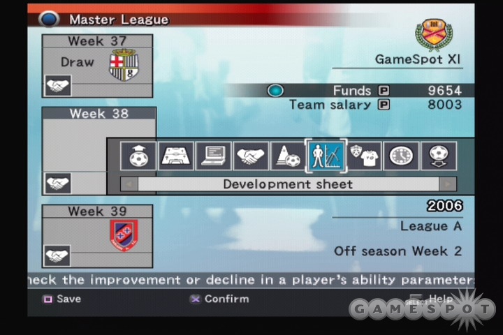 The master league career mode boasts a number of innovative features.