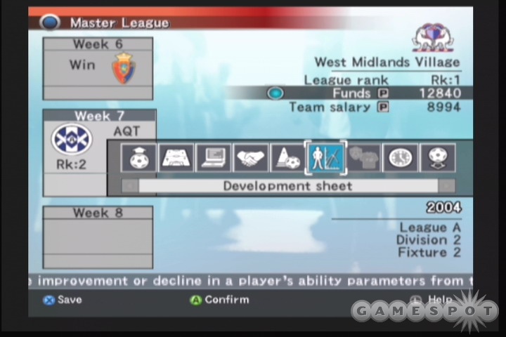 The master league career mode boasts a number of innovative features.