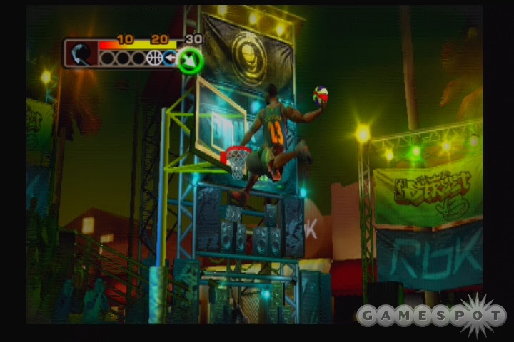 The game also includes a dunk contest mode.