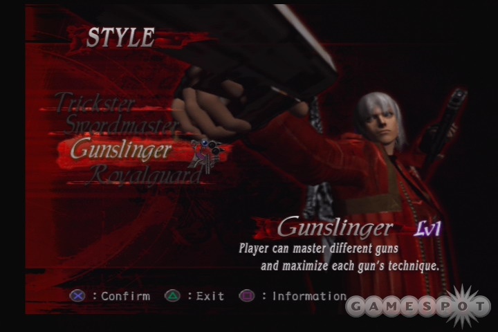 Dante's different fighting styles lend more depth to the game. But do the right thing, and stick with the trickster style at first.