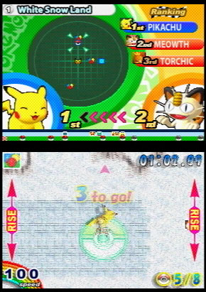 Pikachu wants you to help him race by scraping your stylus across the touch screen as fast as you can. Do yourself a favor, and tell him no!