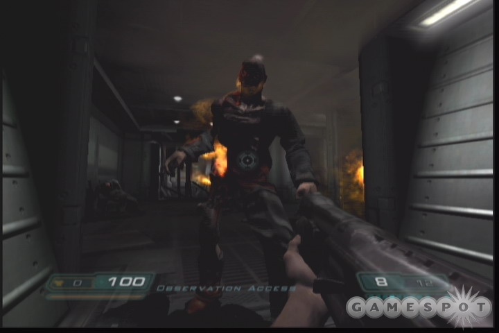 Stifling darkness lends Doom 3 much of its atmosphere, as well as much of its challenge.