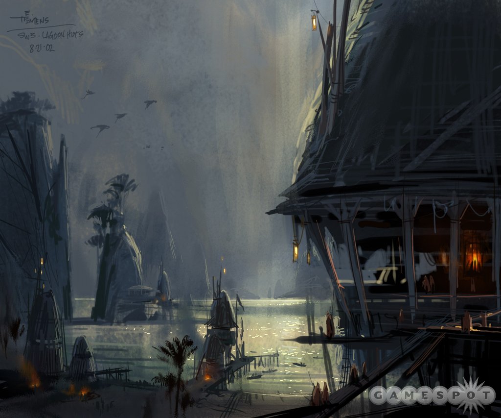 The designers built upon the work that the movie artists did for Episode III, such as this concept art.