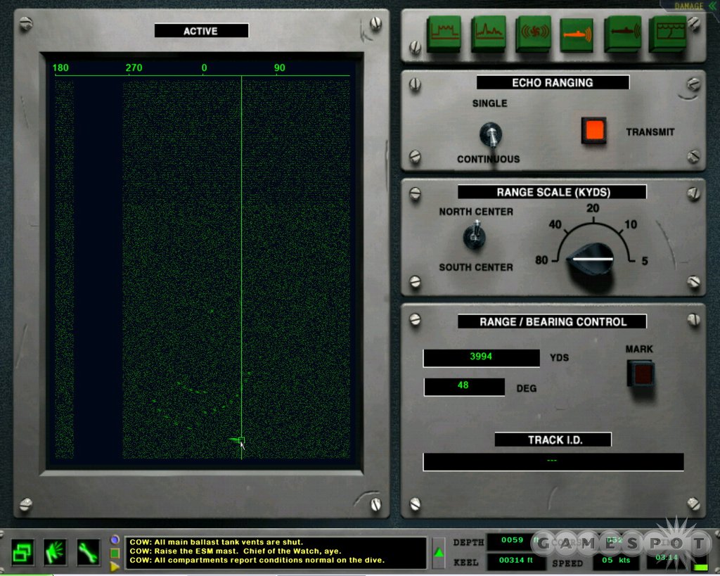 Much of the game is spent looking at displays like this sonar screen.