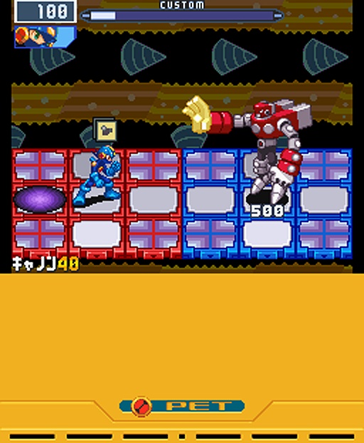  Although mainly a role-playing game, Mega Man's combat takes place in real time on a 6-by-3 grid.