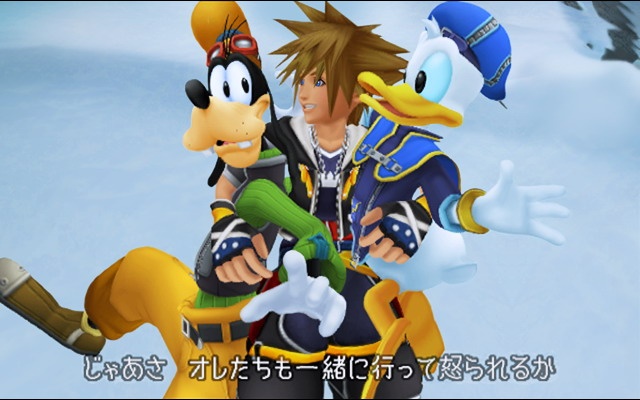 Sora, Donald, and Goofy return for more adventuring.