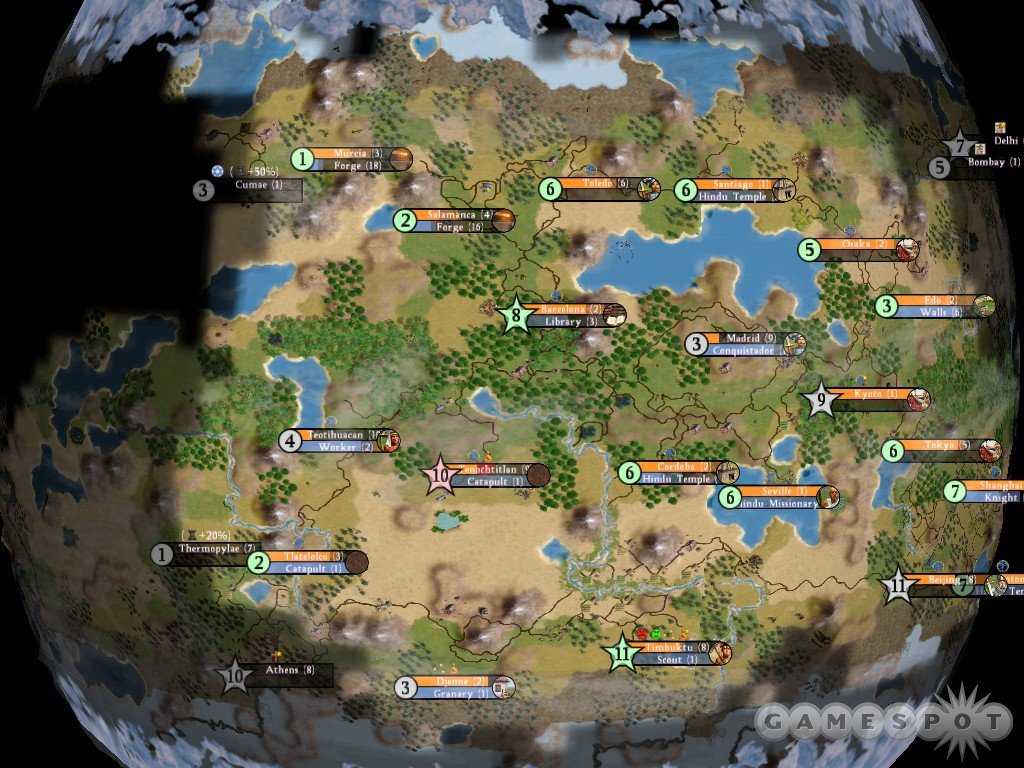 Wow, the world of Civ is actually round. This view is a first for the series.