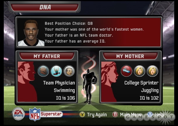Don't like your parents? Roll them up again in Madden NFL 06's superstar mode. It doesn't get much more Freudian than that.