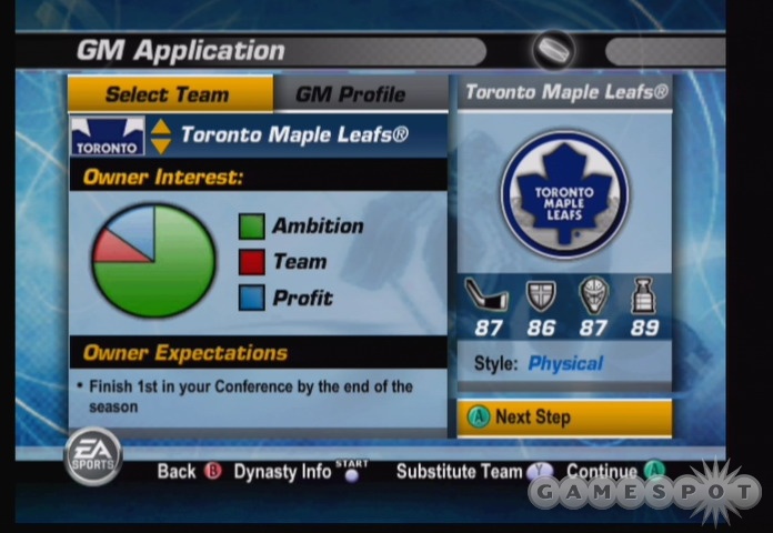 Owner expectations still play a big part in NHL 06's dynasty mode. Are you up for the challenge?