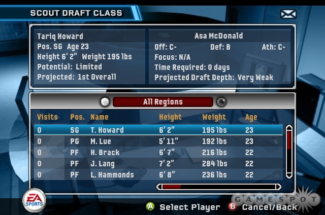 Scouting talent is a big part of the job in NBA Live 06's dynasty mode.