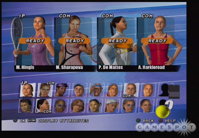 Hingis, Sharapova, Venus Williams, Federer, Hewitt--Top Spin for the PS2 has a nice lineup of well-known tennis stars.