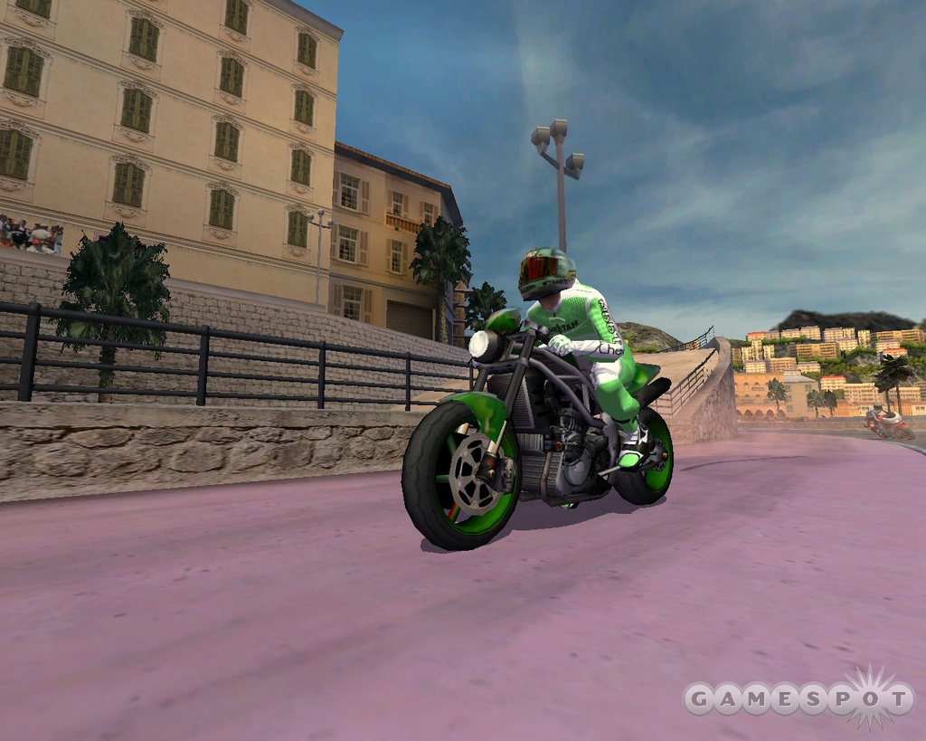 The tracks, riders, and weather effects look nice, but unfortunately the frame rate often gets choppy.