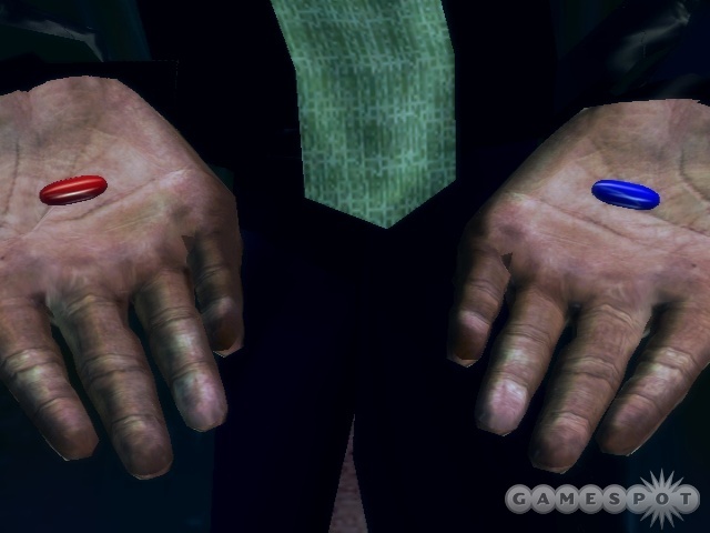 Yes, you can actually take the blue pill at the beginning of the game, but unless you just want a 'game over' screen, you probably shouldn't.