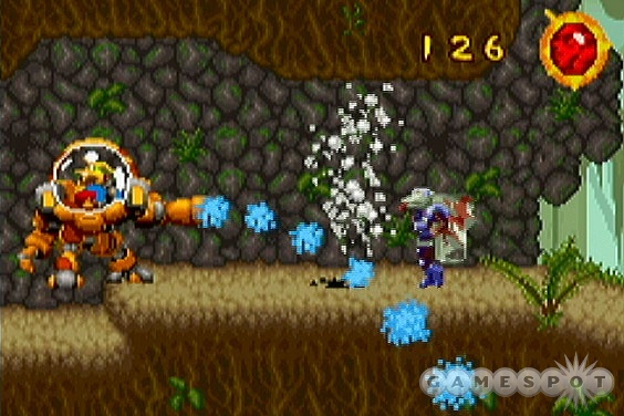 In some stages, players can climb into and control a giant robot called a bunyip.